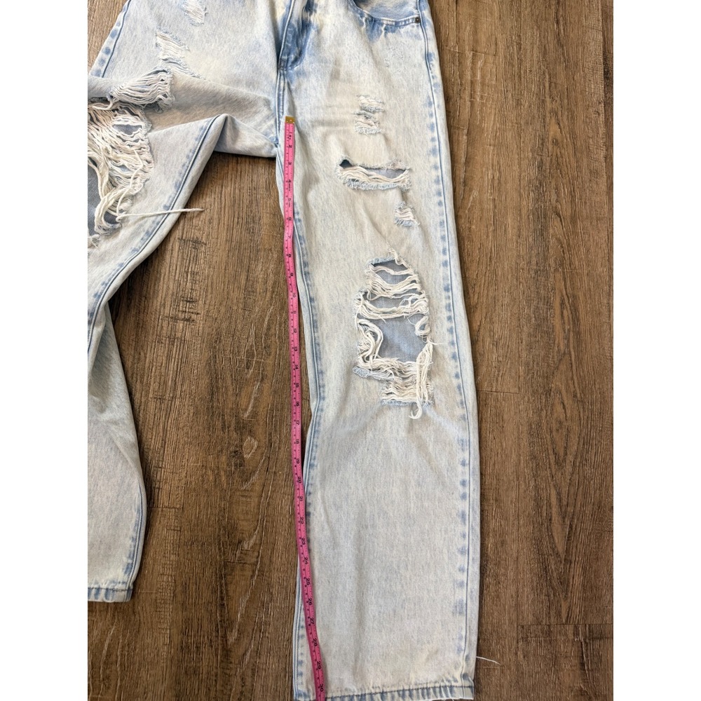 KanCan Signature High Waisted Wide Leg Distressed Jeans Light Acid Wash Size 27 - Picture 7 of 11